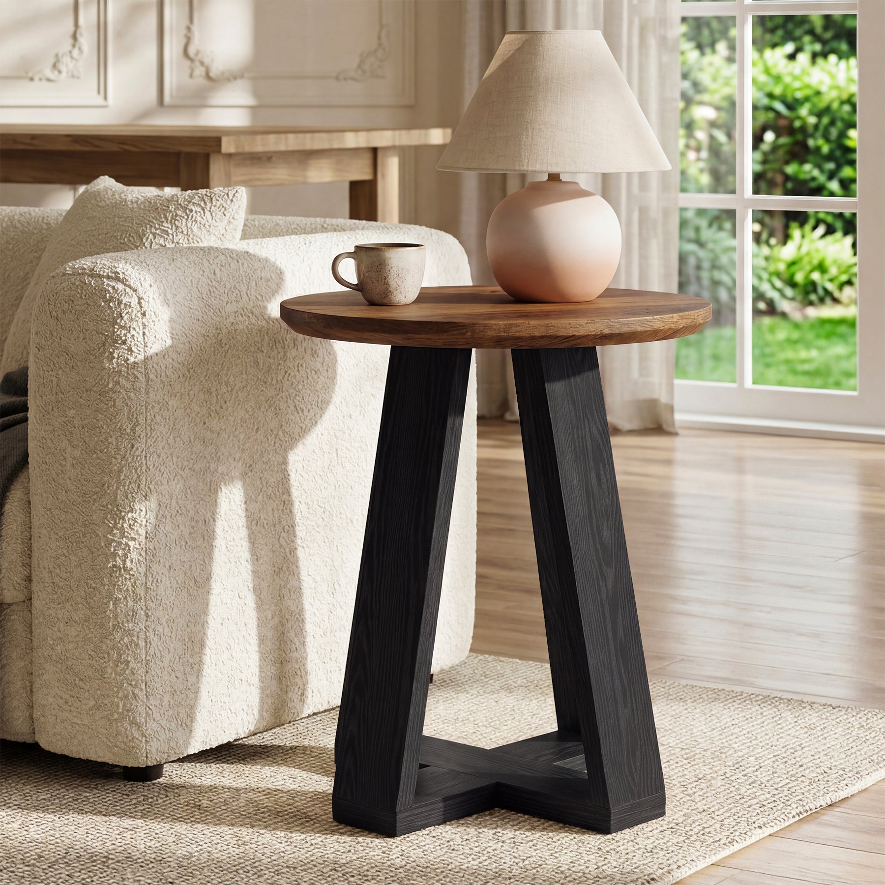 Round End Table, Modern Side Table Small Accent Table for Living Room