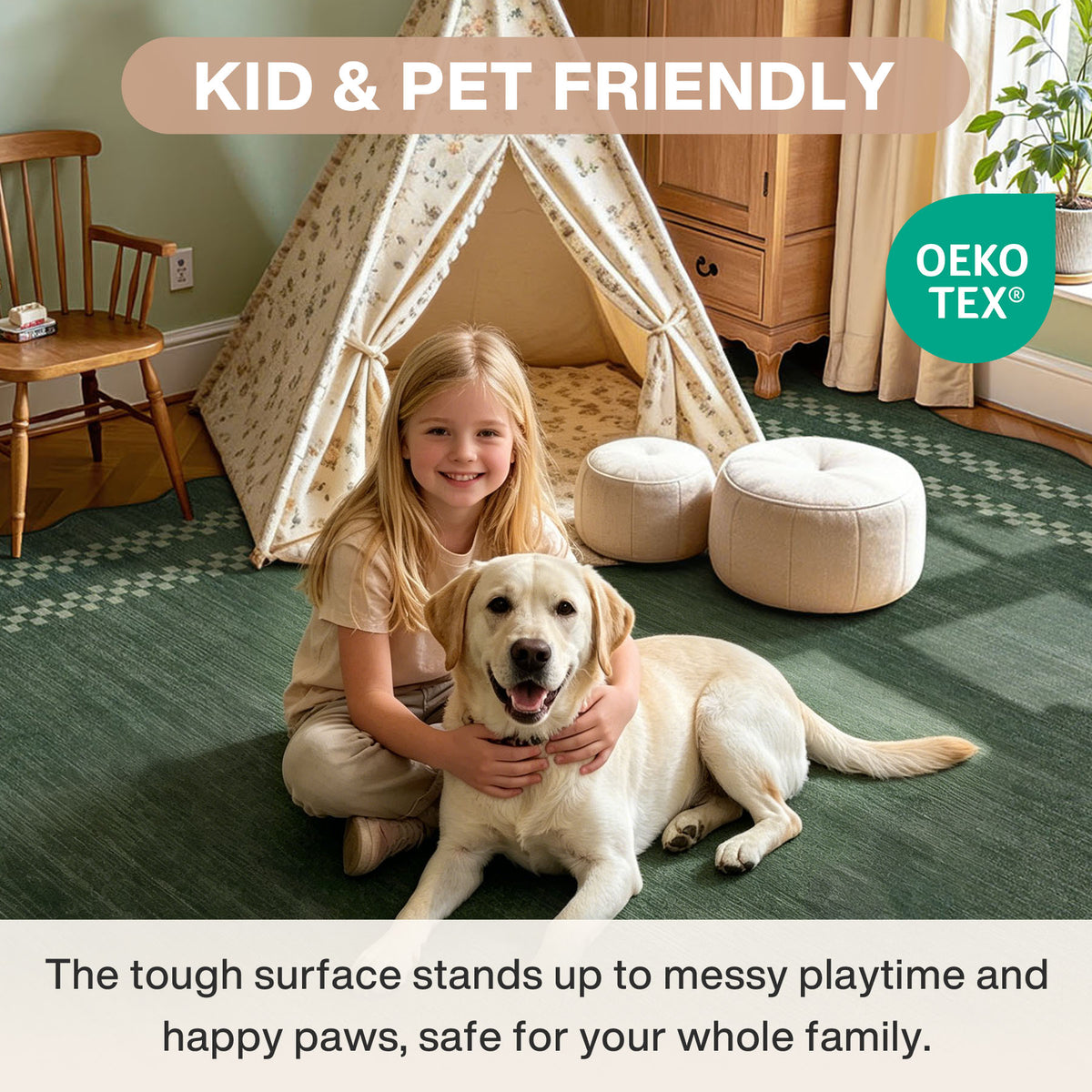5x7/8x10 Scalloped Washable Area Rugs, Soft Geometric Non-Slip Indoor Rug for Living Room Bedroom, Oeko-Tex Certified