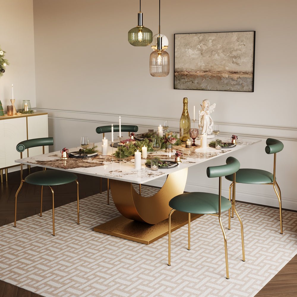 78.7" Sintered Stone Dining Table with Stainless Steel Pedestal for 8 people Tribesigns