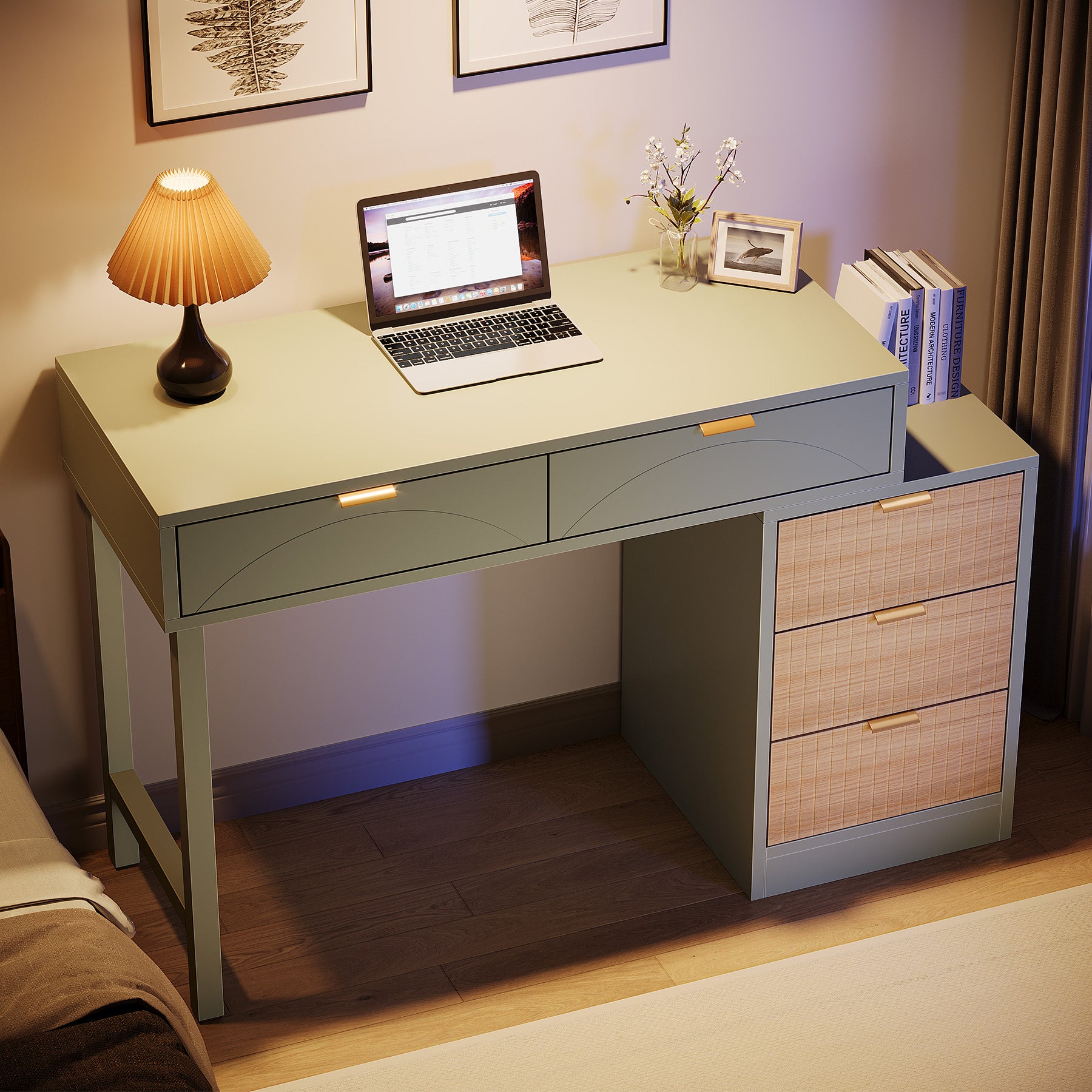 55" Computer Desk, Modern Home Office Desk Study Desk