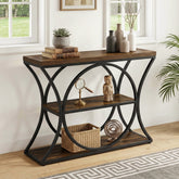 41.3" Industrial Console Table with 3-Tier Storage, Narrow Entryway Sofa Table with Arched Metal Frame 3