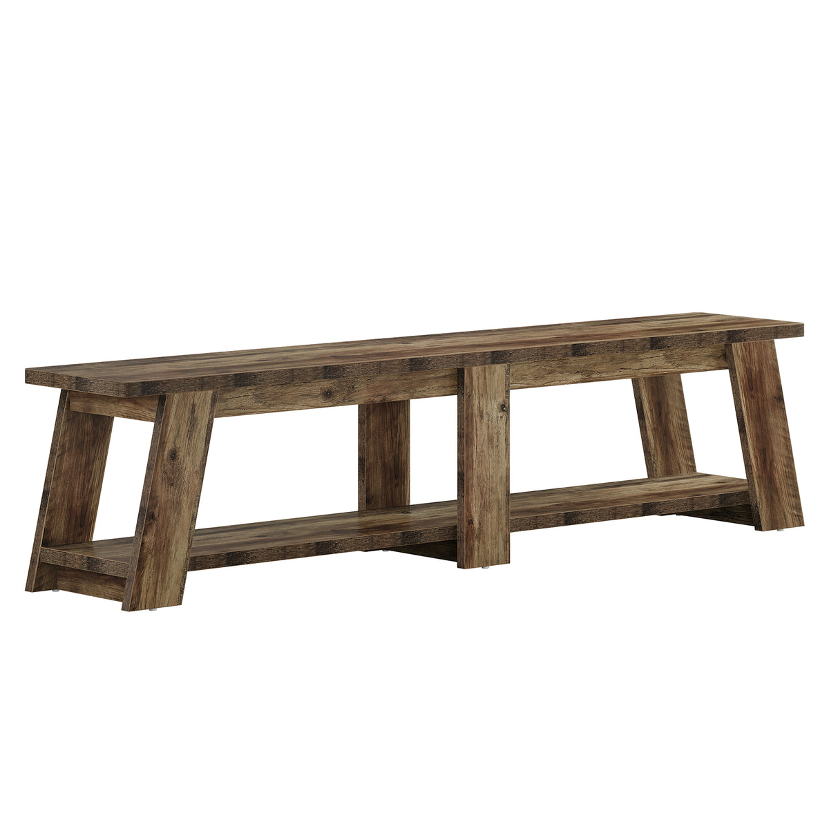 71" TV Stand for Up to 80" TVs, 2-Tier Entertainment Center with Trapezoid-Style Frame for Living Room