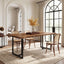 63" Solid Wood Dining Table, Rectangular Kitchen Table with Live-Edge Inspired Top for 4–6