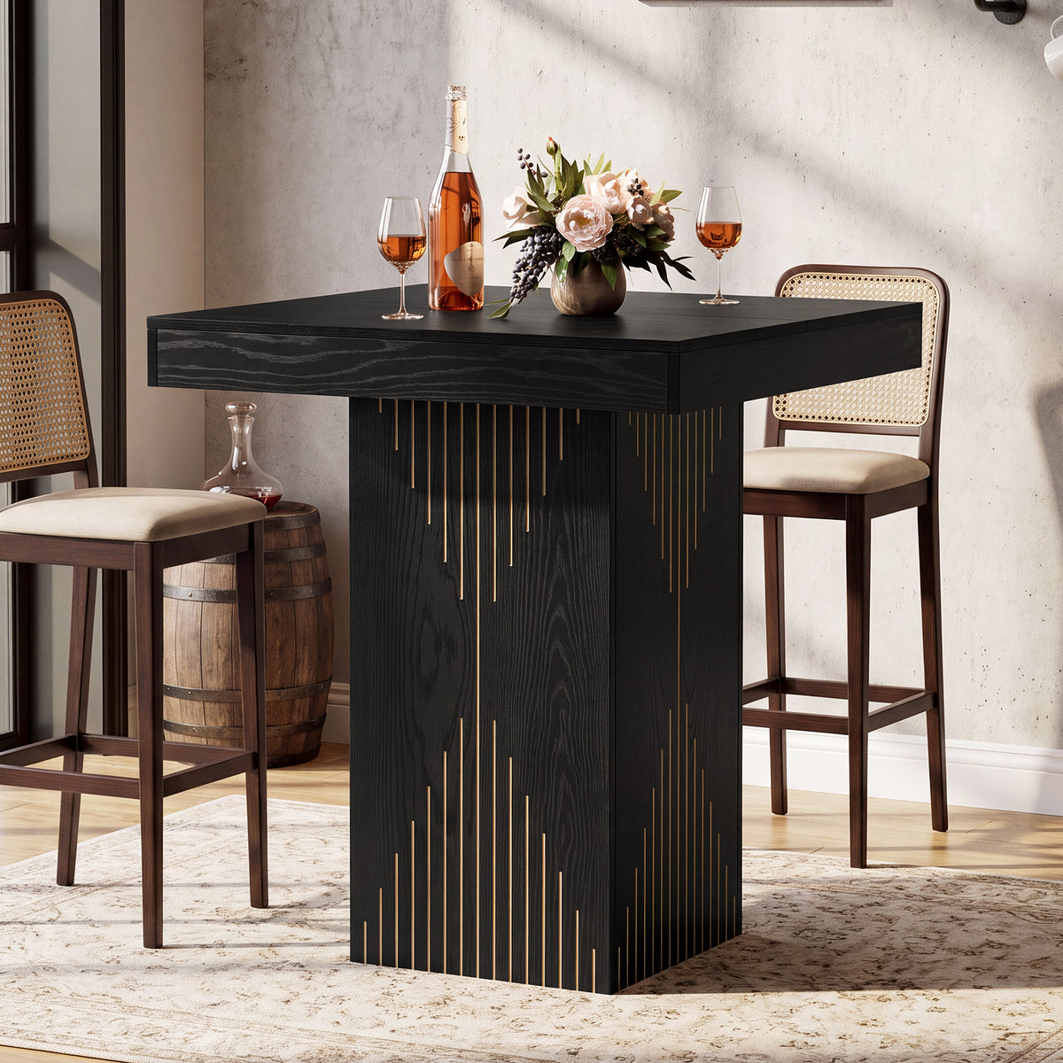 32" Square High Top Bar Table, Modern Small Kitchen & Dining Room Table