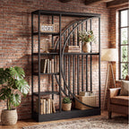 70.9" Industrial Bookshelf, 5-Tier Bookcase with Reversible Shelves for Home Office