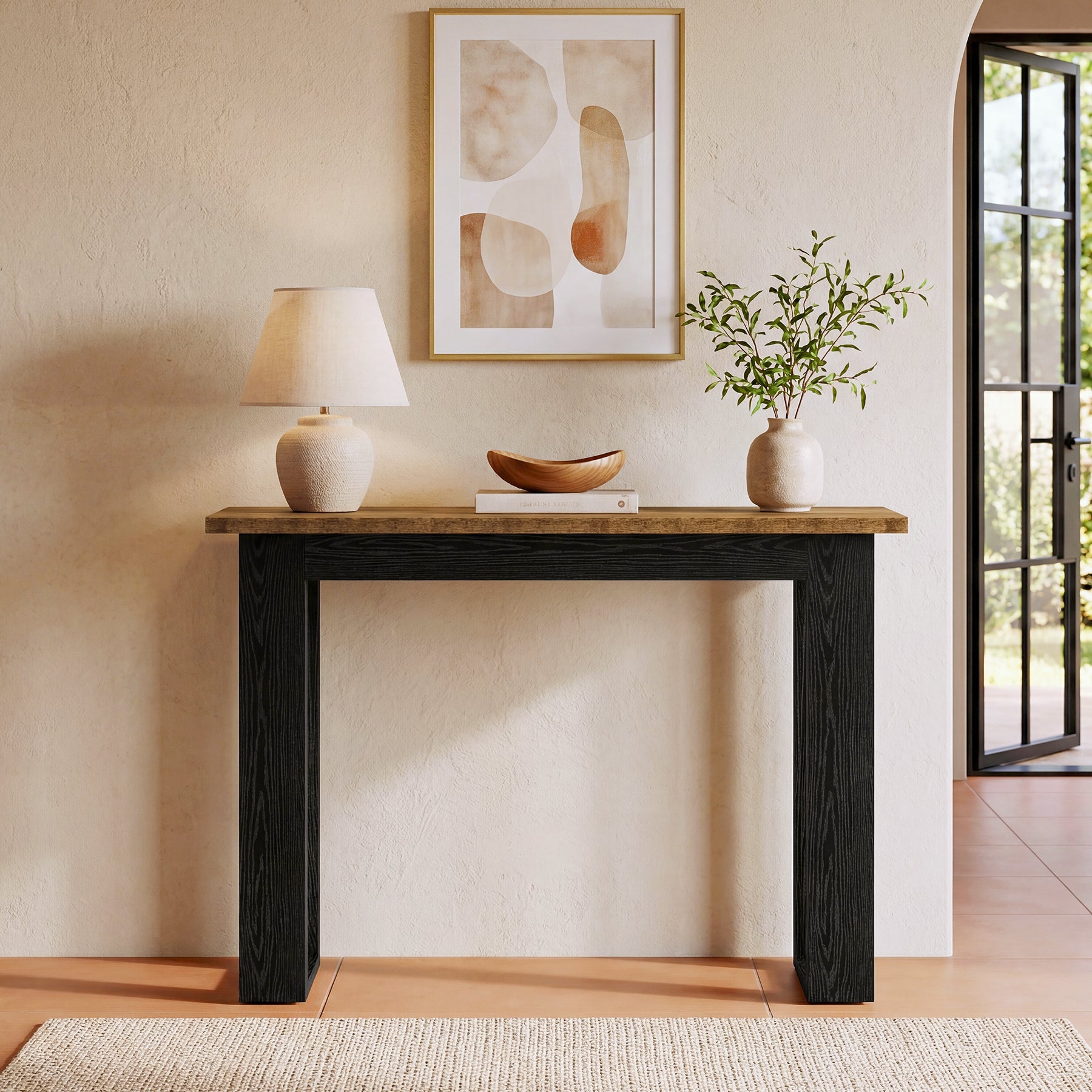 41" Farmhouse Console Table, Narrow Sofa Table Behind Couch with X-Shaped Legs for Entryway & Hallway