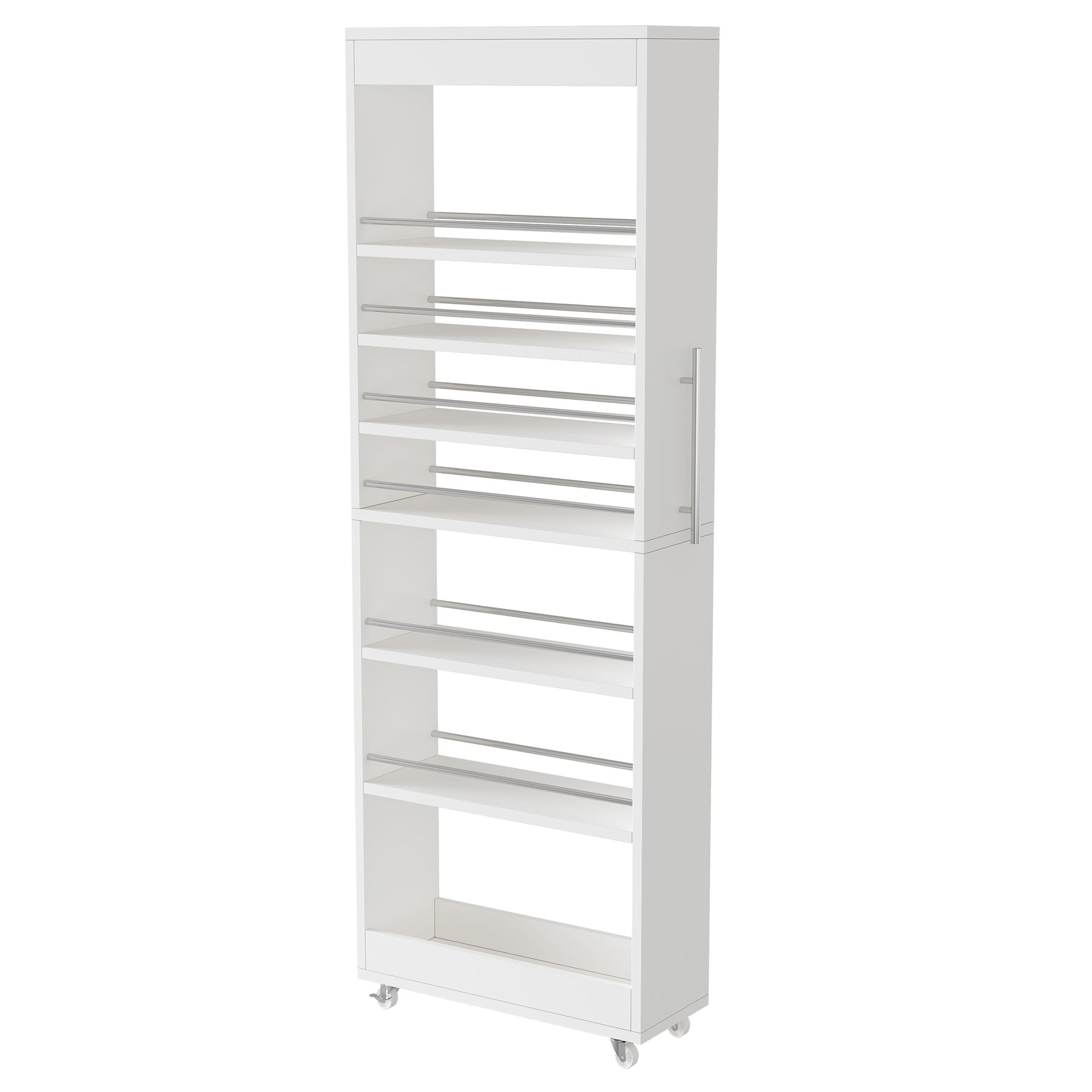 73" Slim Storage Cart on Wheels, 7-Tier Narrow Pantry Rack Cabinet Organizer