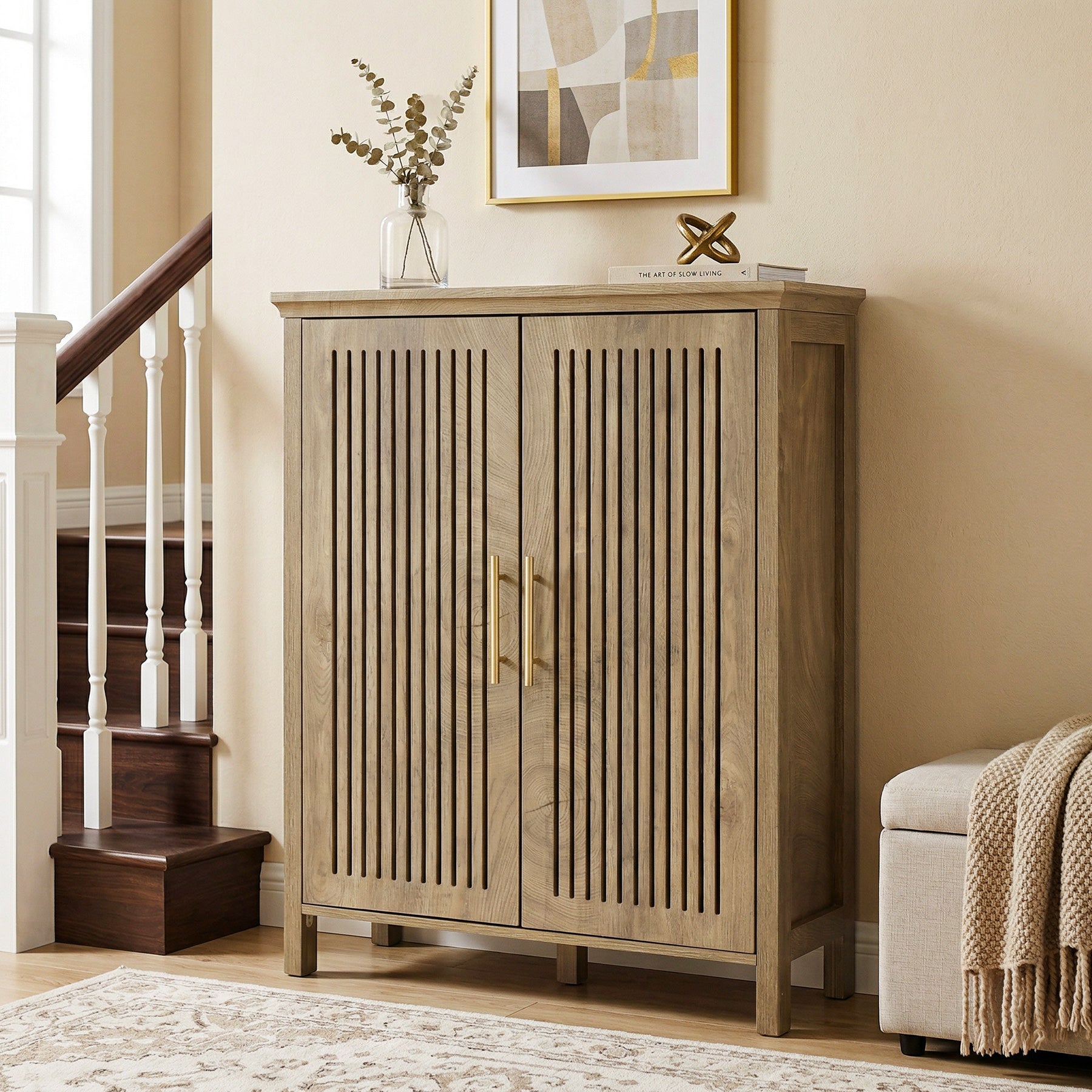 Tribesigns 5-Tier Shoe Cabinet with Doors, Tall Entryway Shoe Storage