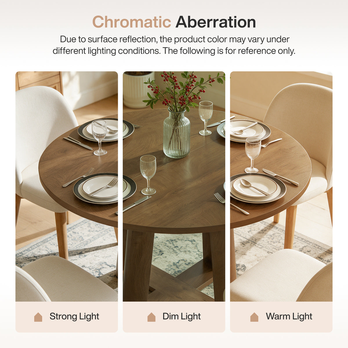 47" Round Dining Table for 4-6 People, Farmhouse Kitchen Table with Cross Pedestal Base