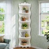 5-Tier Corner Shelf, 70.8" Corner Bookshelf Wavy Shaped Display Rack 3