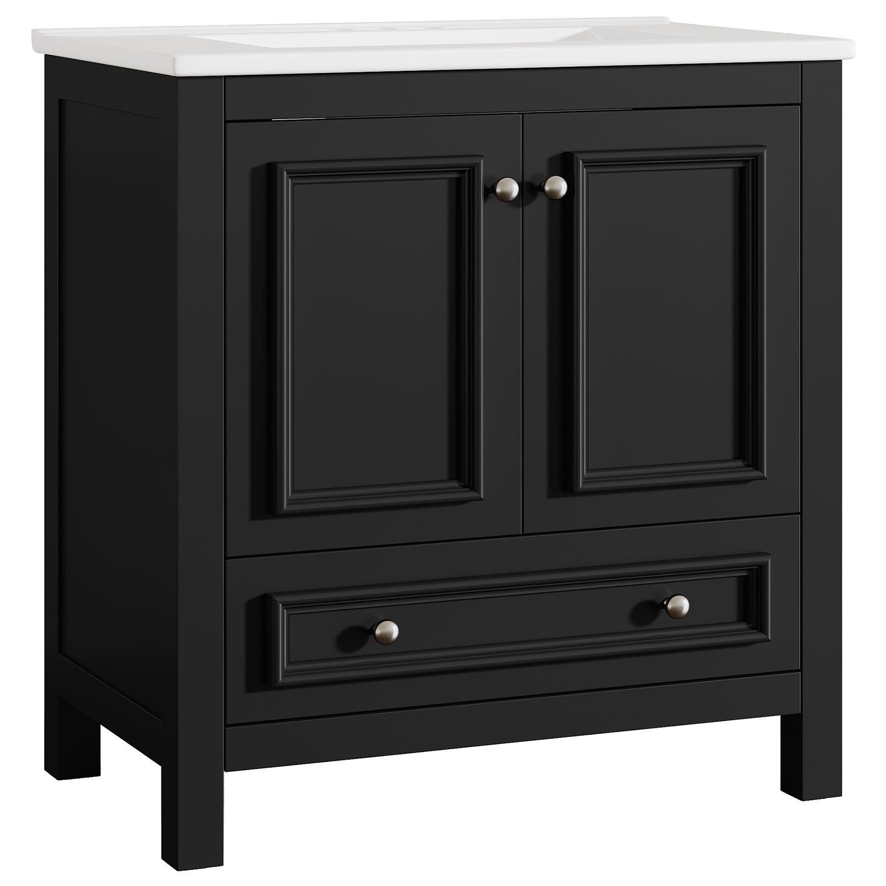 30" Bathroom Vanity, Modern Vanity Cabinet with Ceramic Basin and 1 Drawer