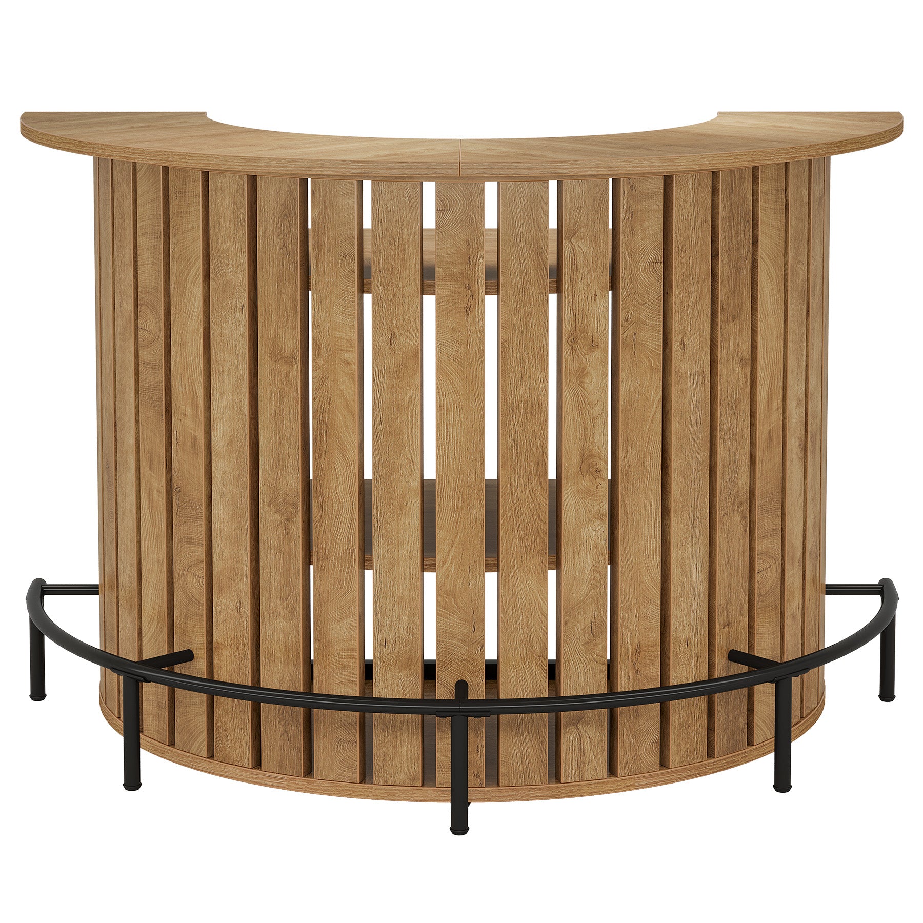 39.4" Bar Table, 4-Tier Arc-Shaped Wine Bar Cabinet with Footrest for Home Pub