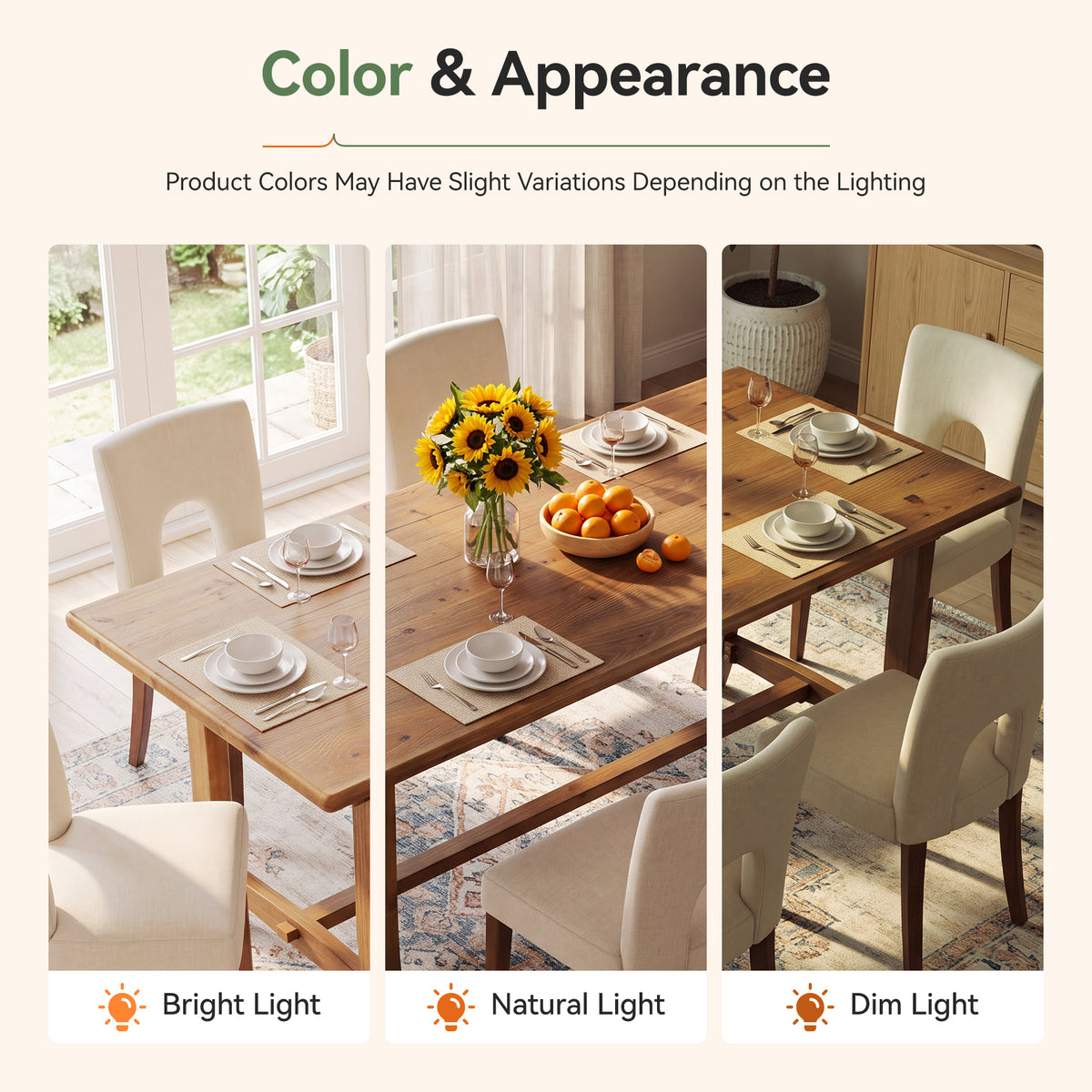 71" Farmhouse Trestle Dining Table for 6-8, Solid Wood Rectangle Kitchen Table