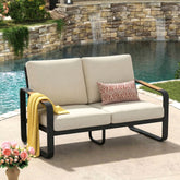 54.3" Wide Loveseat Sofa, Outdoor Patio Sofa With Removable Cushions 3