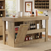 55" Bar Table with Storage Cabinet, 2-Tier Shelf Counter Pub Table for Kitchen 3