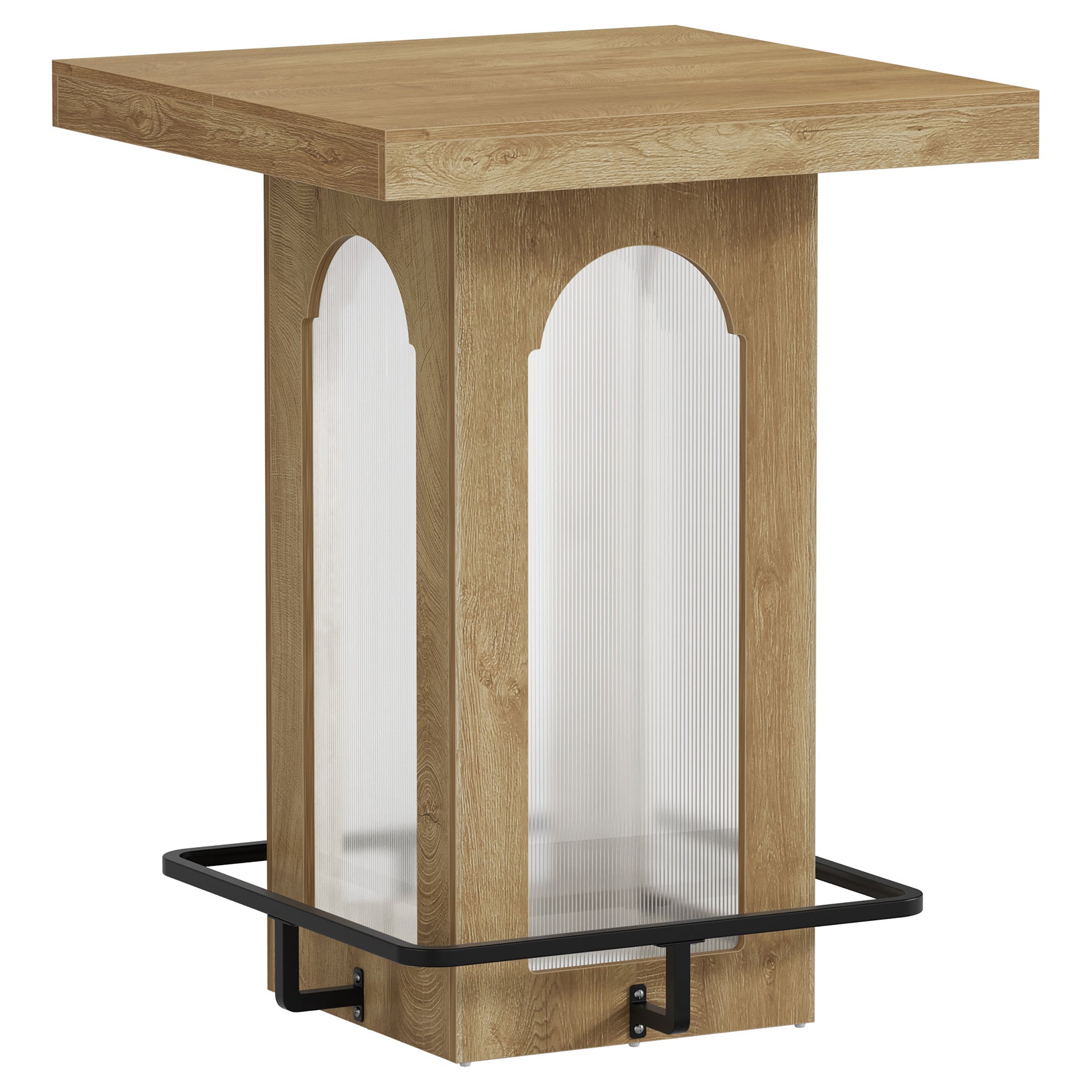 31.5" Square Bar Table, High Top Cocktail Pub Table with Led Lights for 2-4 People