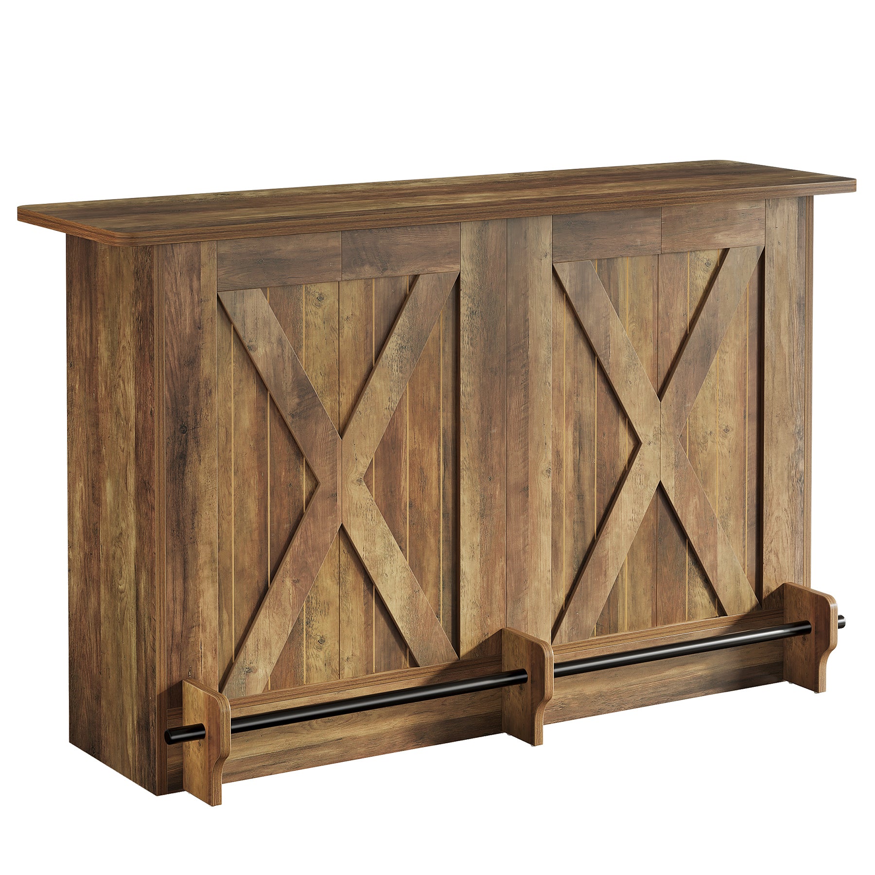 63" Home Bar Unit 2-Tier Bar Table Coffee Cabinet with Footrest