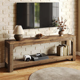 Solid Wood TV Stand for TVs Up to 65 Inches, Farmhouse Entertainment Center with Open Storage Shelves 3