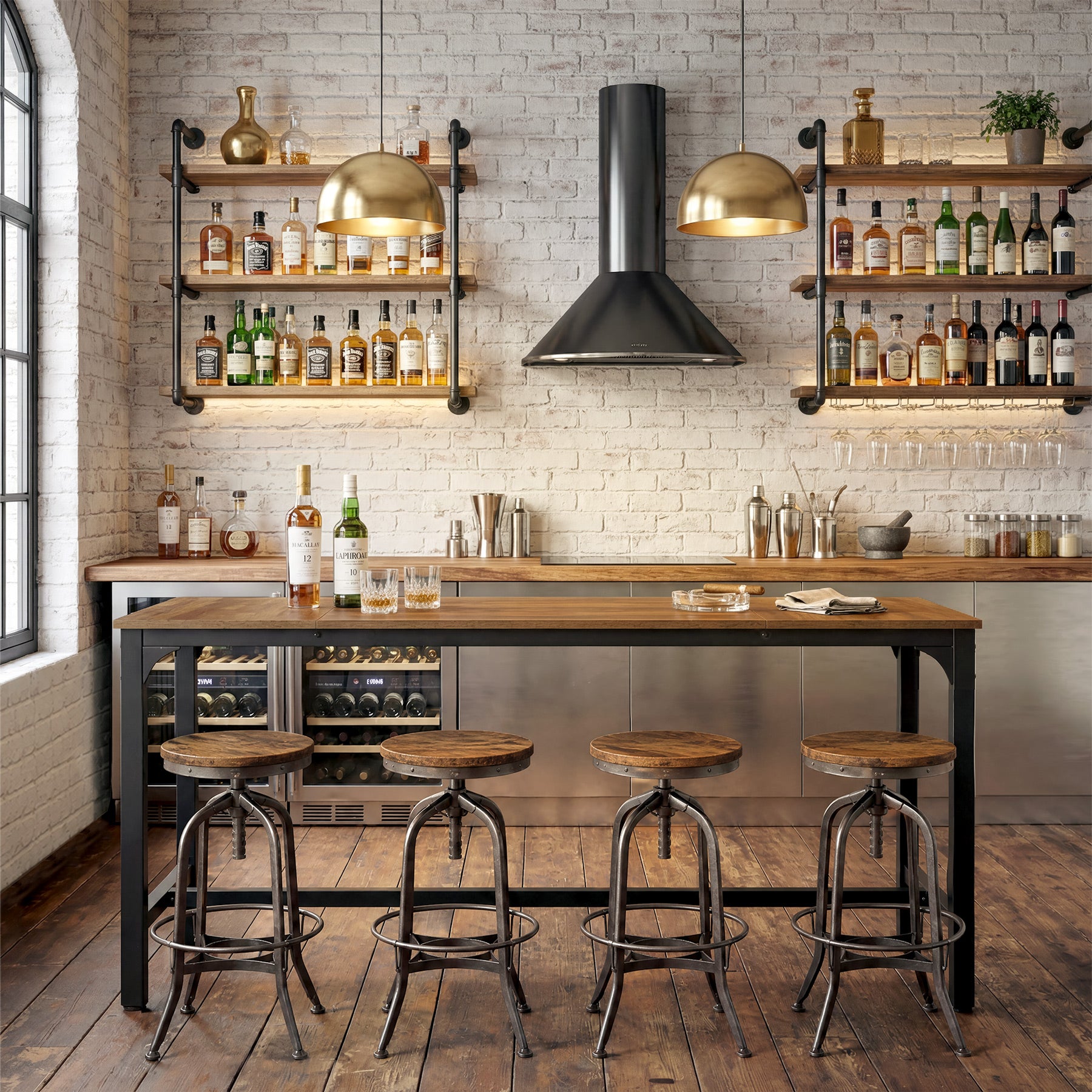 70.9" Long Industrial Bar Table, Rectangular Counter Height Pub Table for Kitchen Home Bar