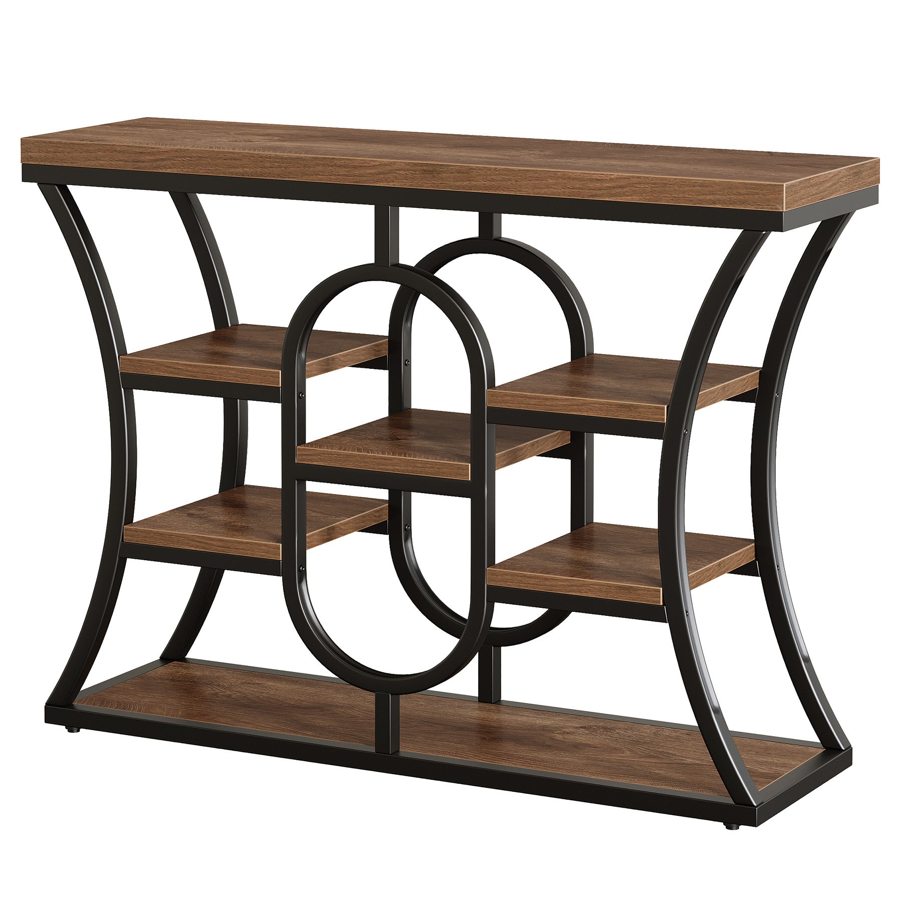 41.3" Industrial Console Table with 5-Tier Shelves, Narrow Entryway Sofa Table for Small Spaces