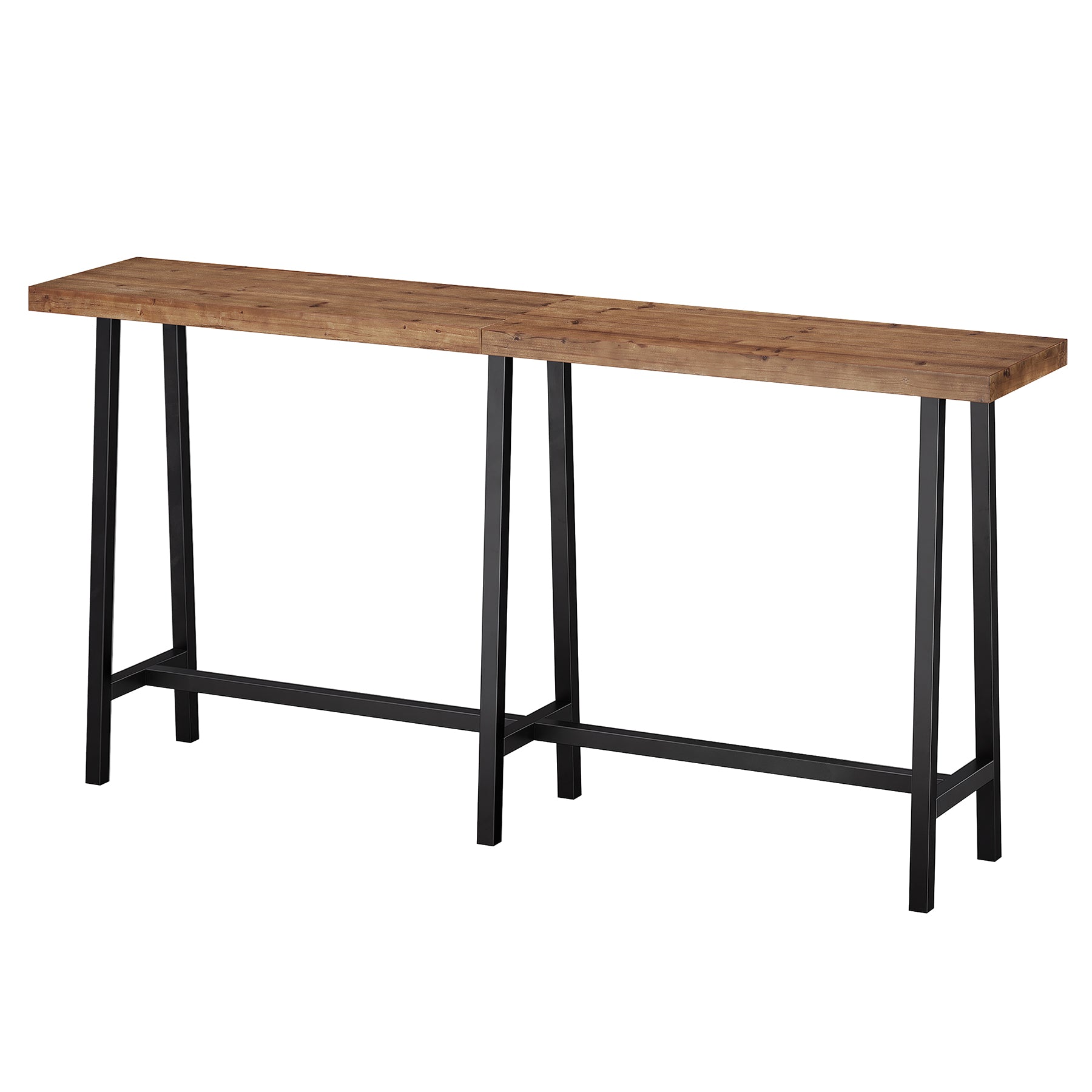 86" Extra Long Industrial Bar Table, Counter Height Solid Wood Pub Table, Narrow High Top
