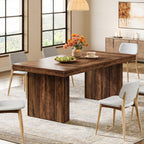 63" Dining Table for 6, Modern Kitchen Table with Fluted Line