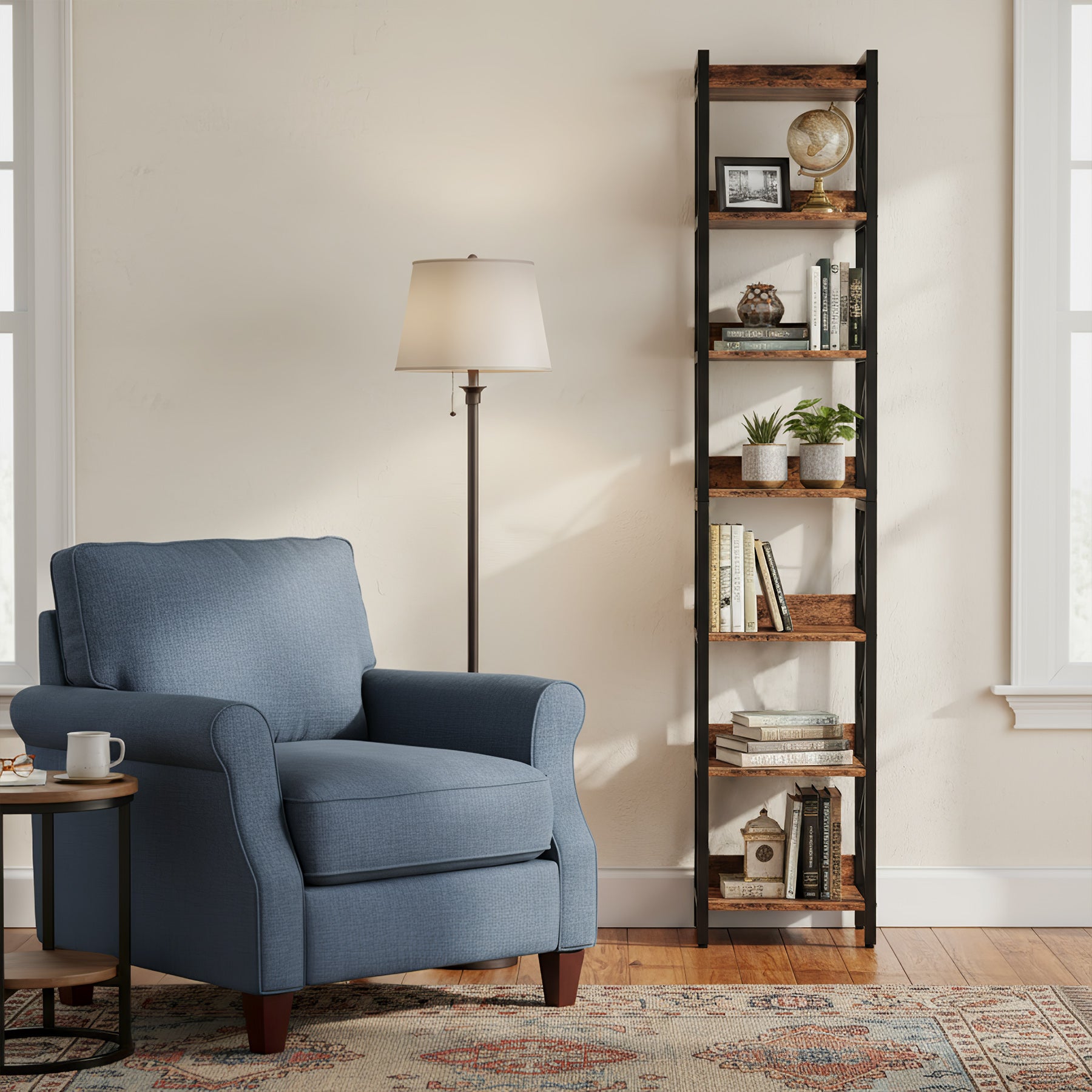 78.7” Tall Narrow Bookshelf, Slim Display Shelf for Home Office & Small Areas