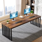 78.74" Two-Person Desk, Double Computer Desk with Metal Frame for Home Office