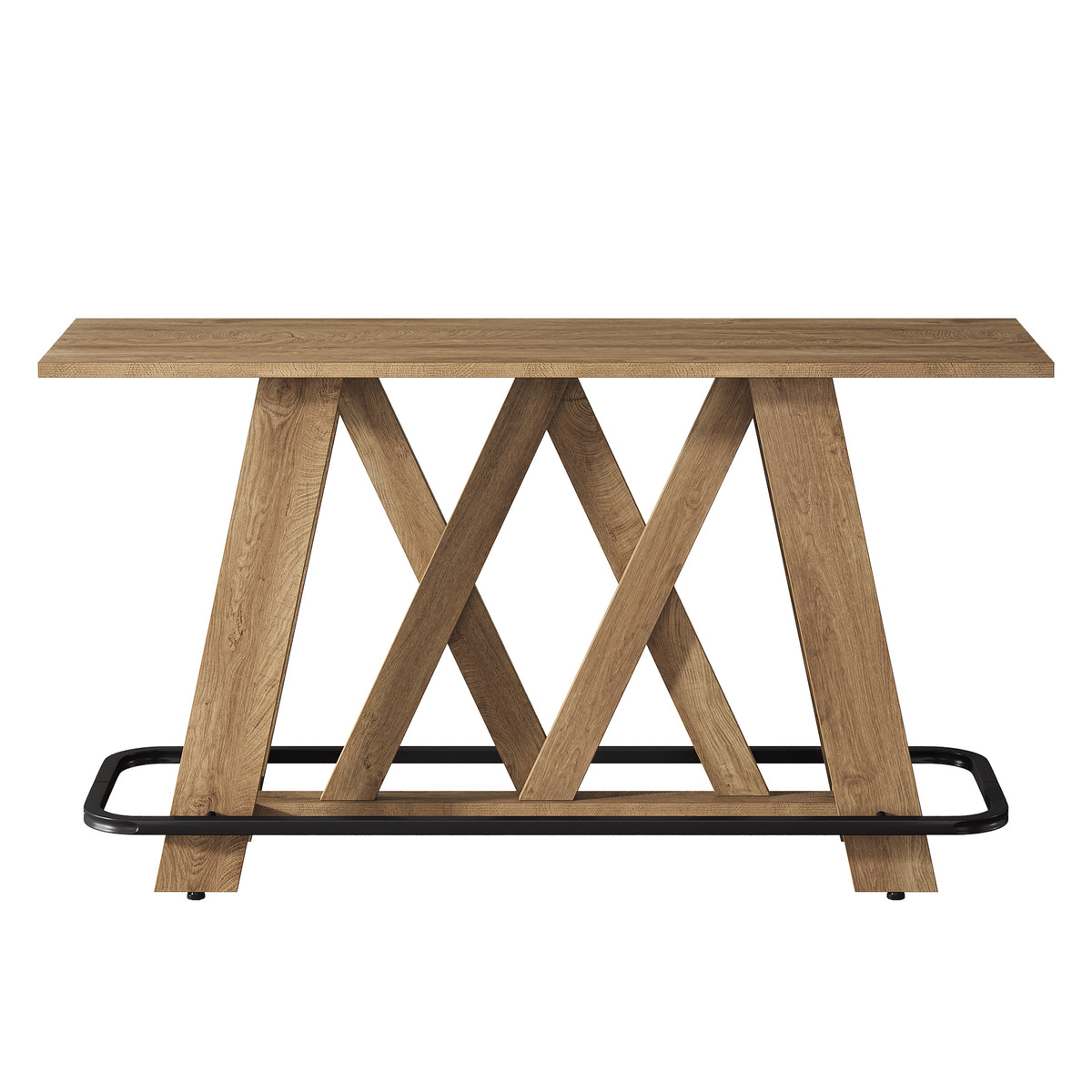 63" Bar Table with A-Frame Legs & Metal Footrest, Rustic Pub Table