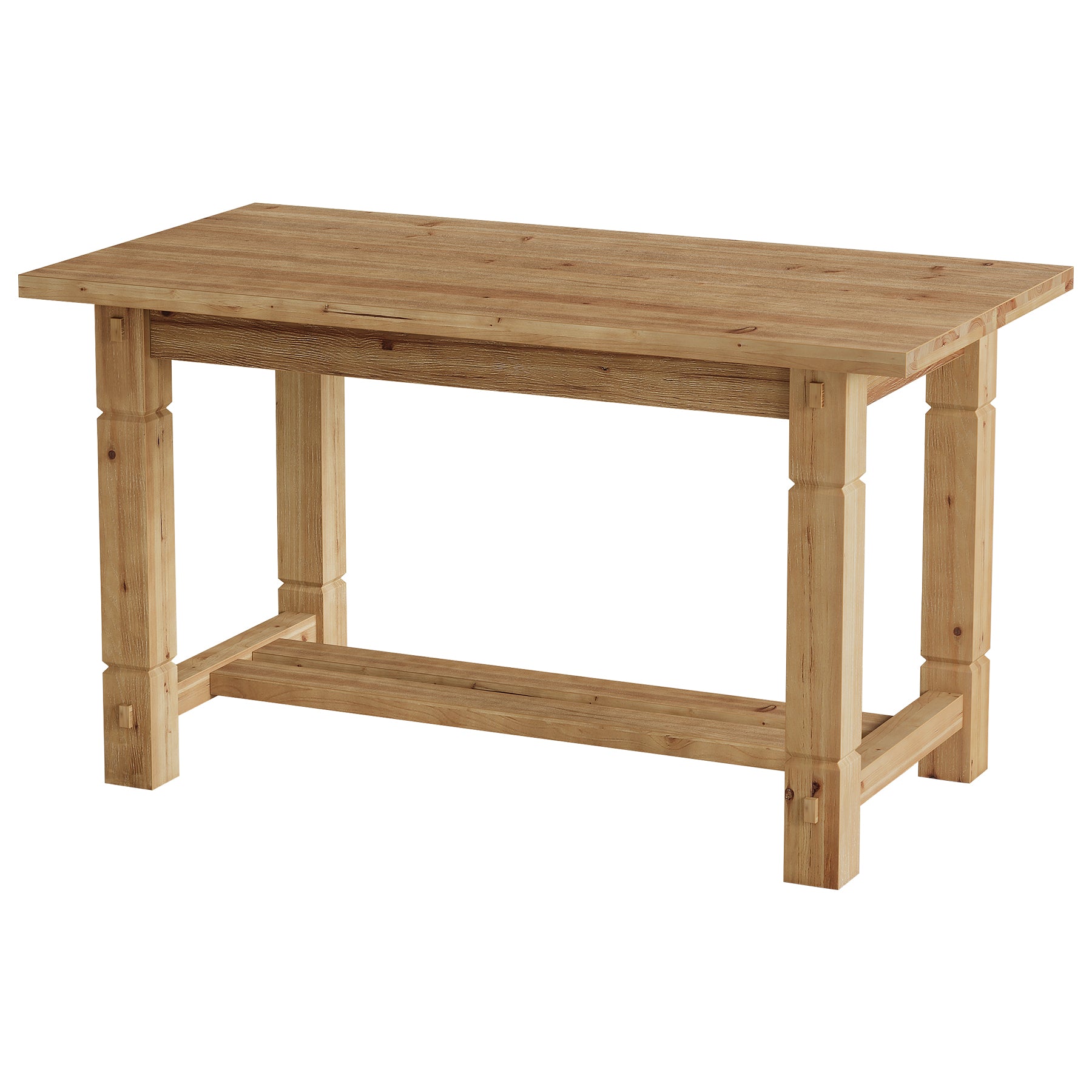 59" Solid Wood Home Bar Table, Counter Height Table with Spacious Tabletop