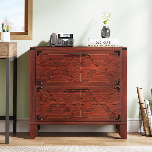 Retro File Cabinet, Storage Cabinet with 2 Storage Drawers