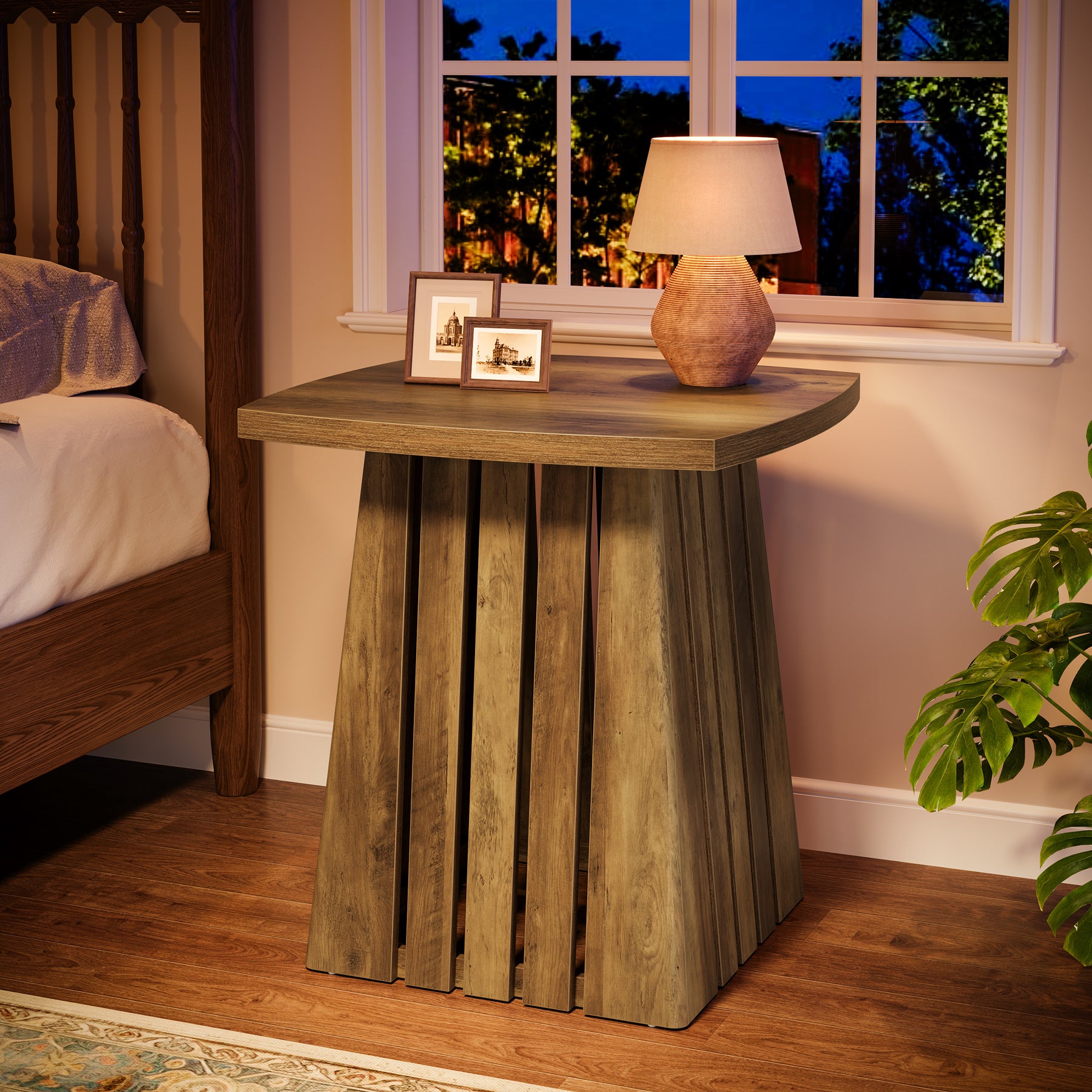 Tribesigns 22.05" Modern Column Base End Table, Stylish Square Table for Living Room