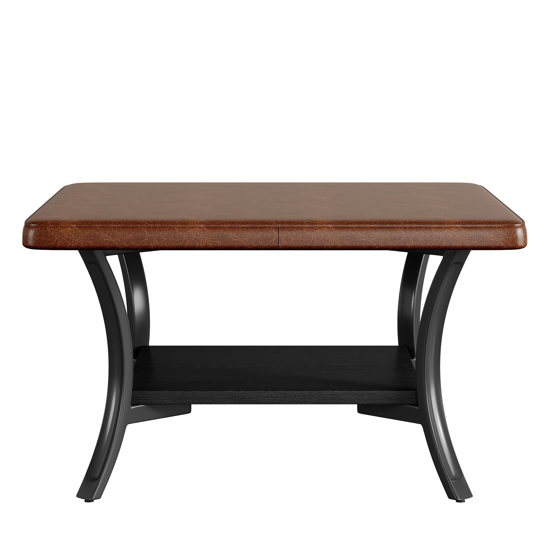31.5" Square Coffee Table with Upholstered PU Leather Top, Modern Ottoman Coffee Table for Living Room