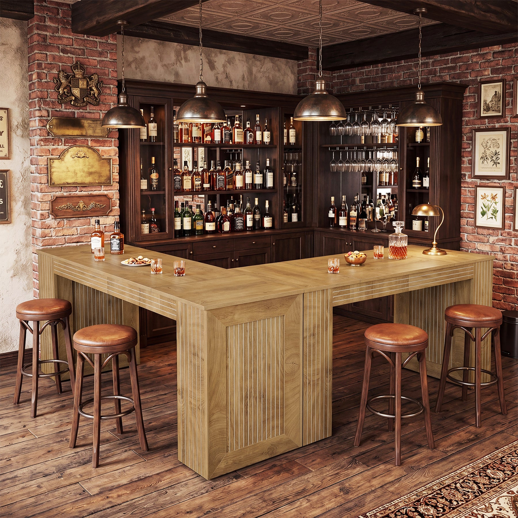 Tribesigns 62.99-Inch Counter Height Pub Table with Strong Frame, Farmhouse Bar Table for Kitchen(Only Table)