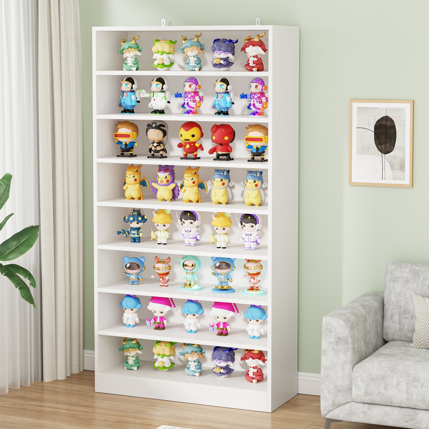 71" Bookcase, Modern 9-Tier Bookshelf Freestanding Display Shelf