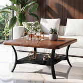 31.5" Square Coffee Table with Upholstered PU Leather Top, Modern Ottoman Coffee Table for Living Room 3