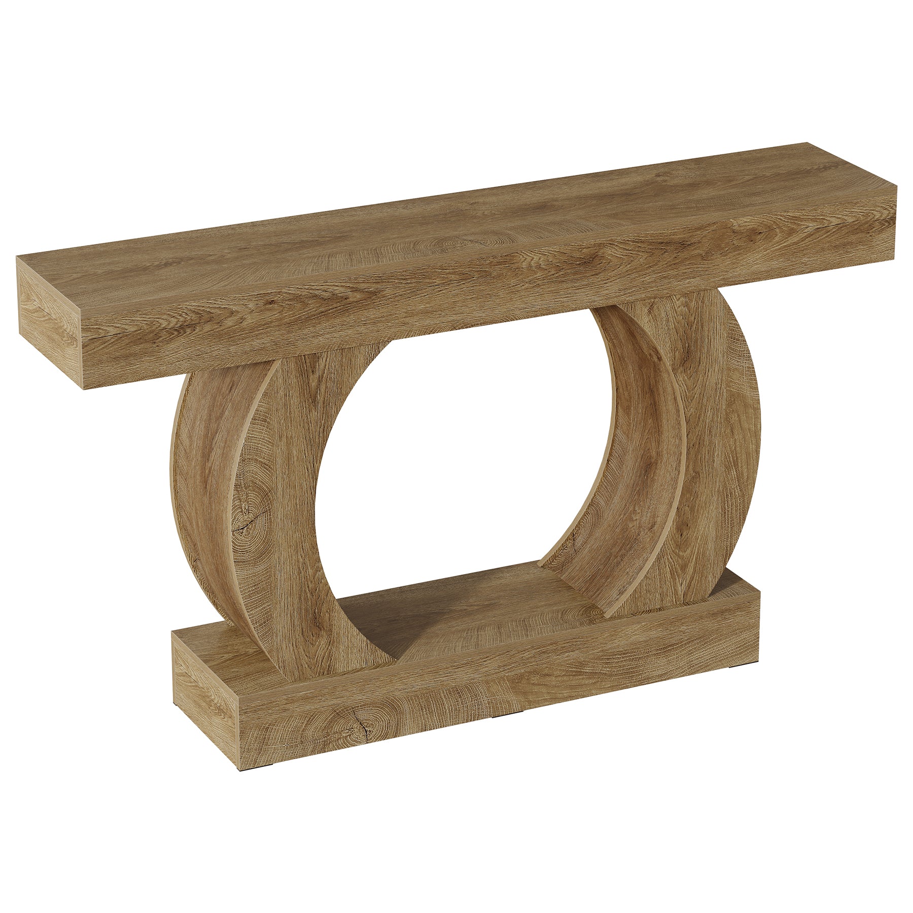 Farmhouse Console Table, 59" Entryway Table with Unique Circular Base for Hallway