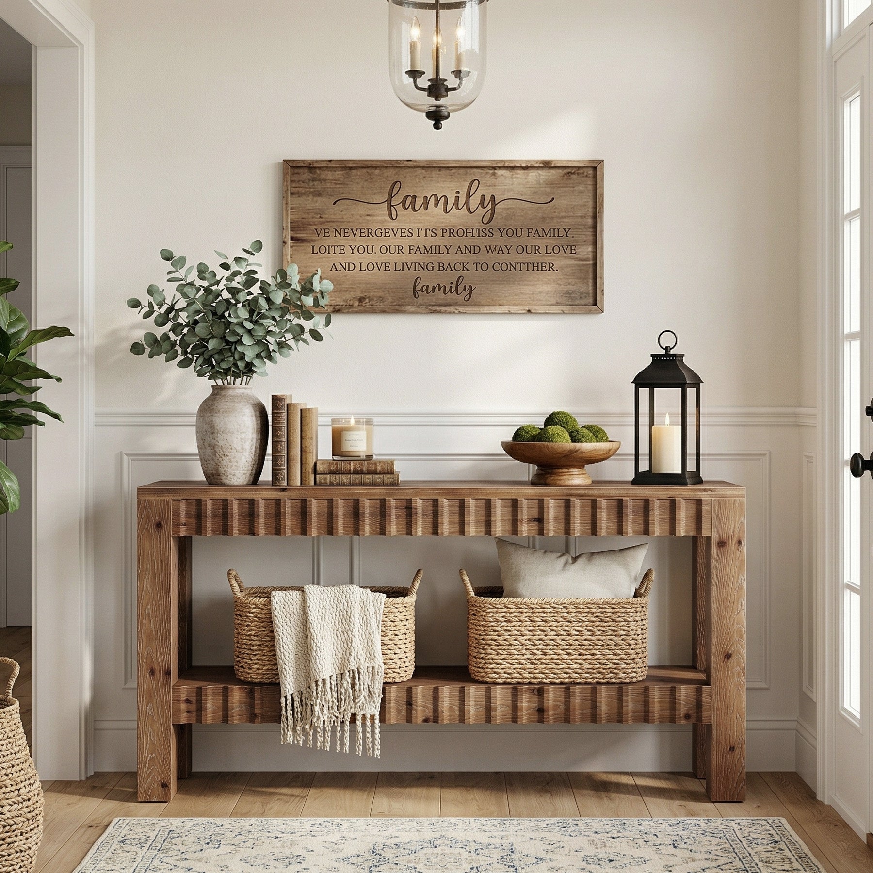 63" Solid Wood Console Table with Storage, Farmhouse Narrow Sofa & Entryway Table with 2-Tier Shelf