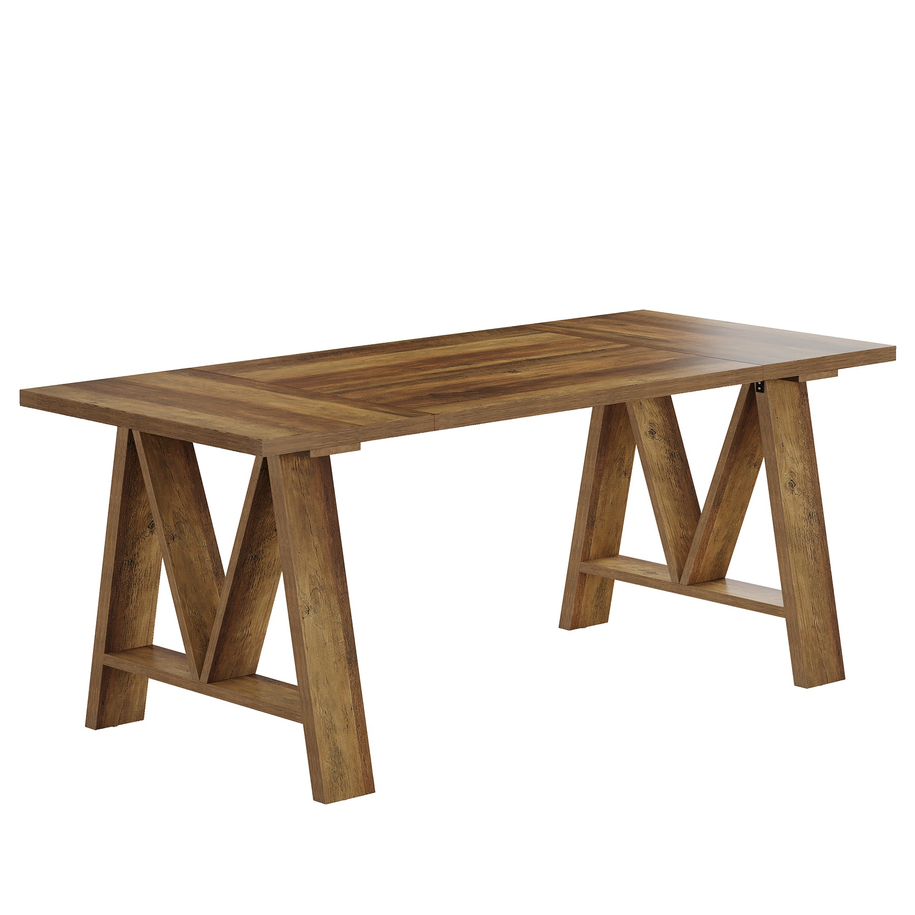 63" Dining Table, Rectangular Wooden Kitchen Table for 4-6