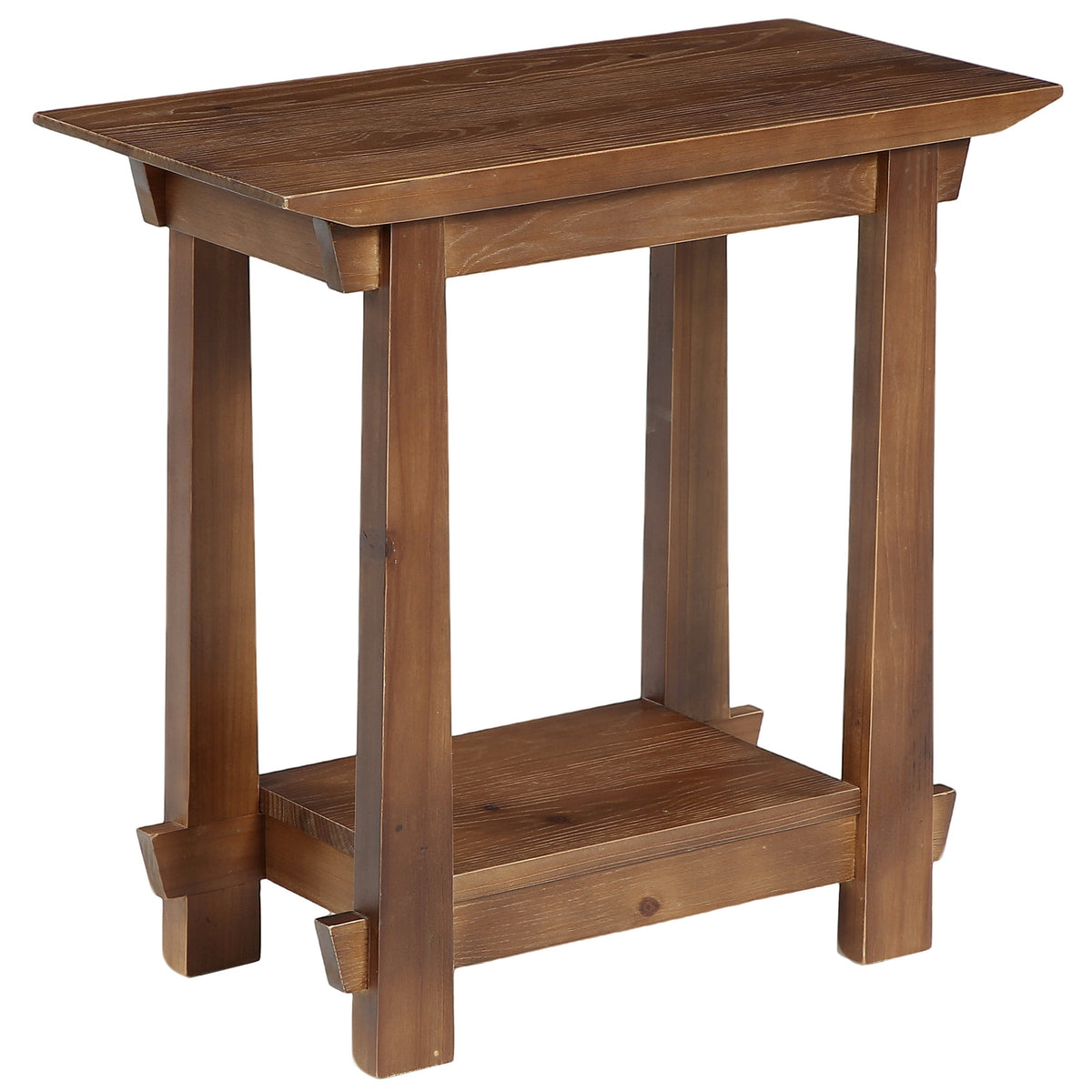 2-Tier Solid Wood End Table, Rectangle Sofa Side Table, Living Room Bedroom Nightstand