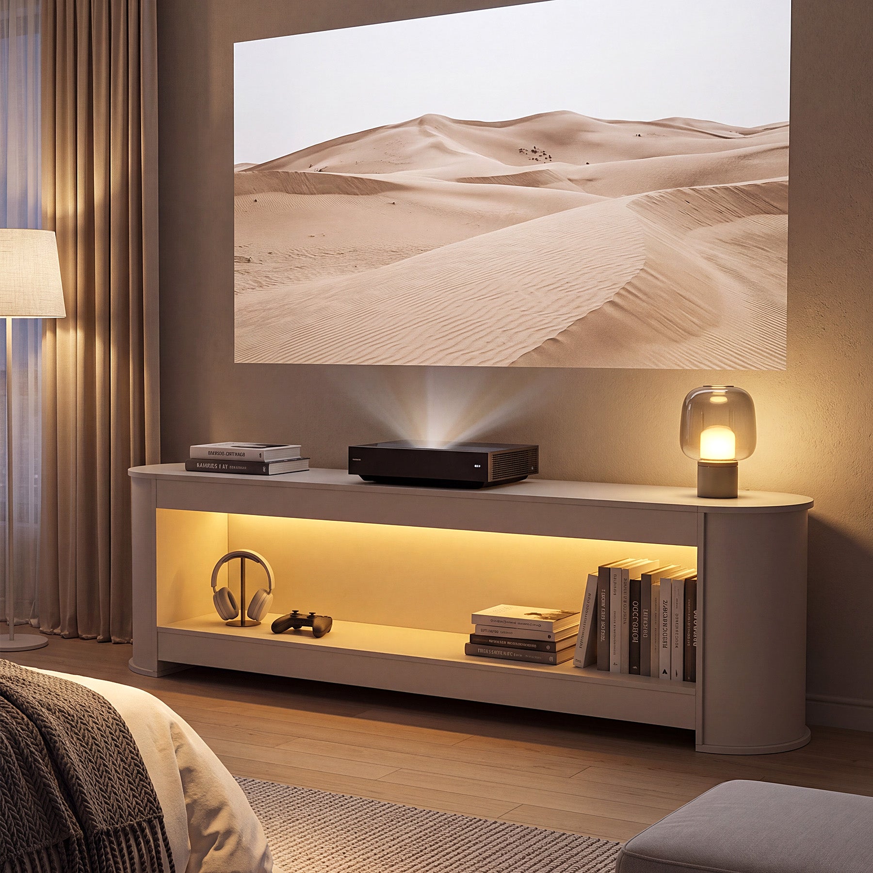 76.77" TV Stand, Modern Entertainment Center with Led Lights up to 85" TVs