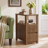 Solid Wood End Table with 2 Drawers, Narrow Side Table Nightstand for Living Room, Bedroom 3