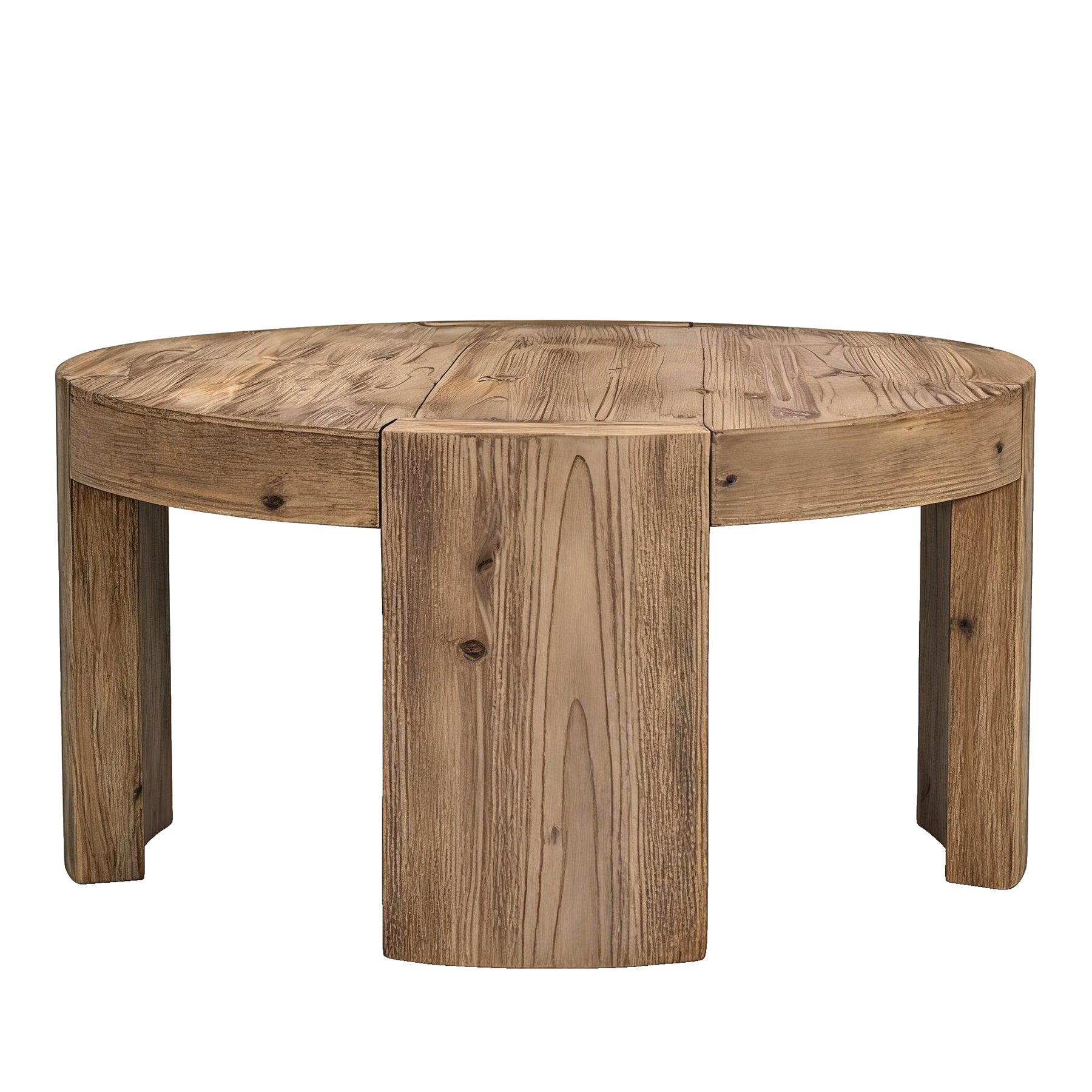 31.5" Round Coffee Table, Solid Wood Farmhouse Center Cocktail Tea Table for Living Room