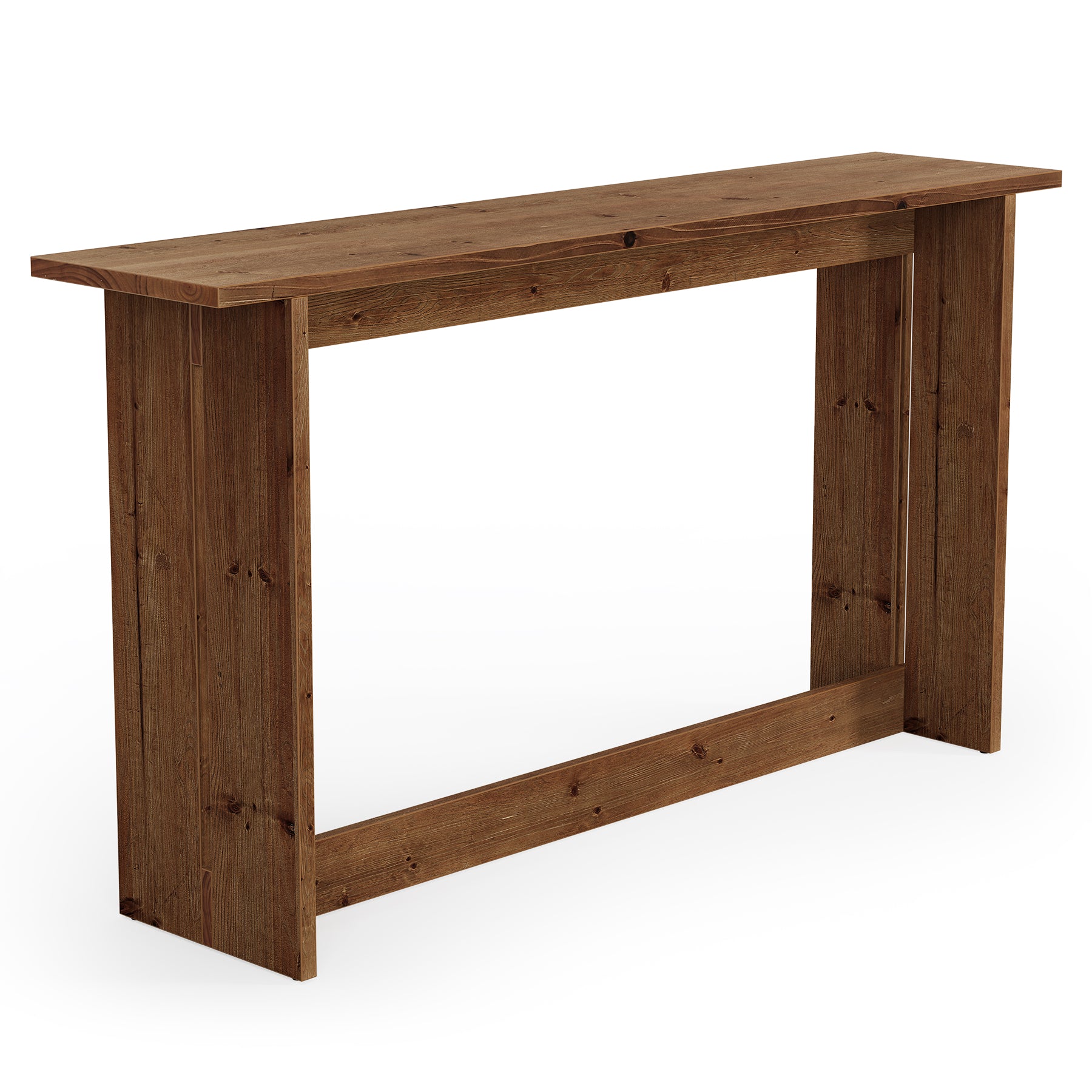 63“ Solid Wood Farmhouse Console Table with Bottom Shelf, Entryway Sofa Table for Hallway or Behind Couch