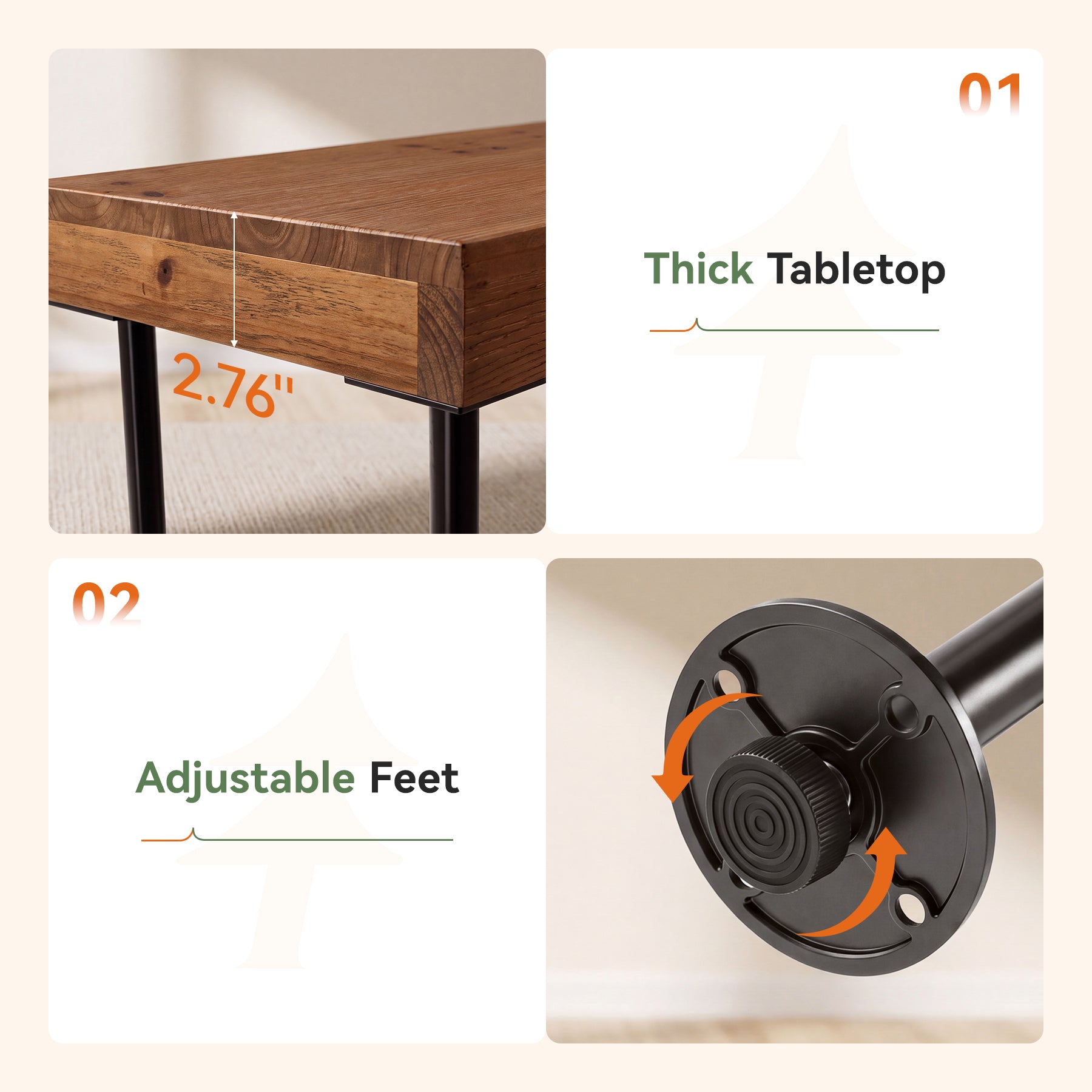 Industrial Narrow End Table with Metal Pipe Frame, Solid Wood Side Table, Living Room