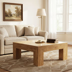 39-Inch Square Rustic Coffee Table, Small Cocktail Table for Living Room