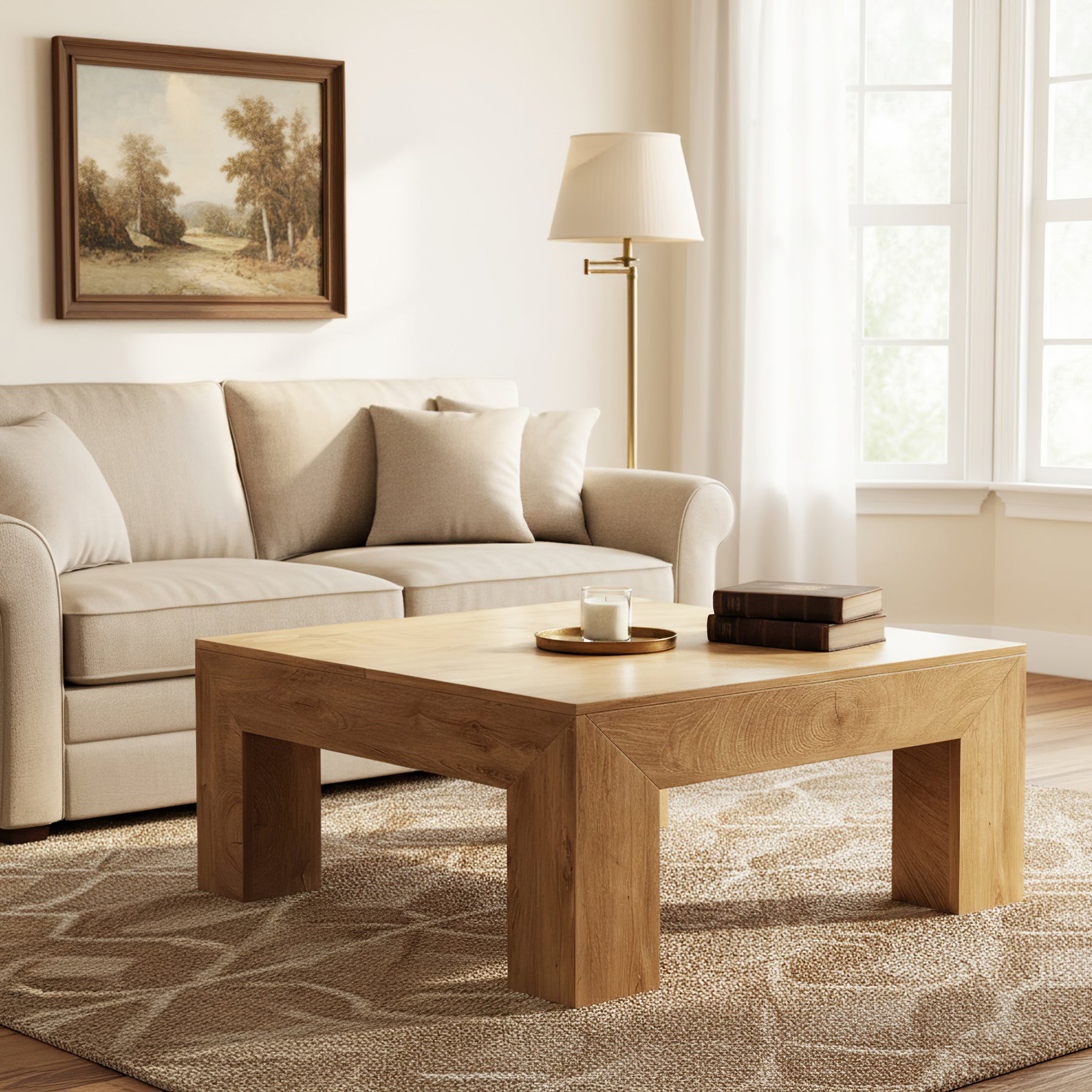 39" Coffee Table, Farmhouse Square Accent Center Cocktail Table