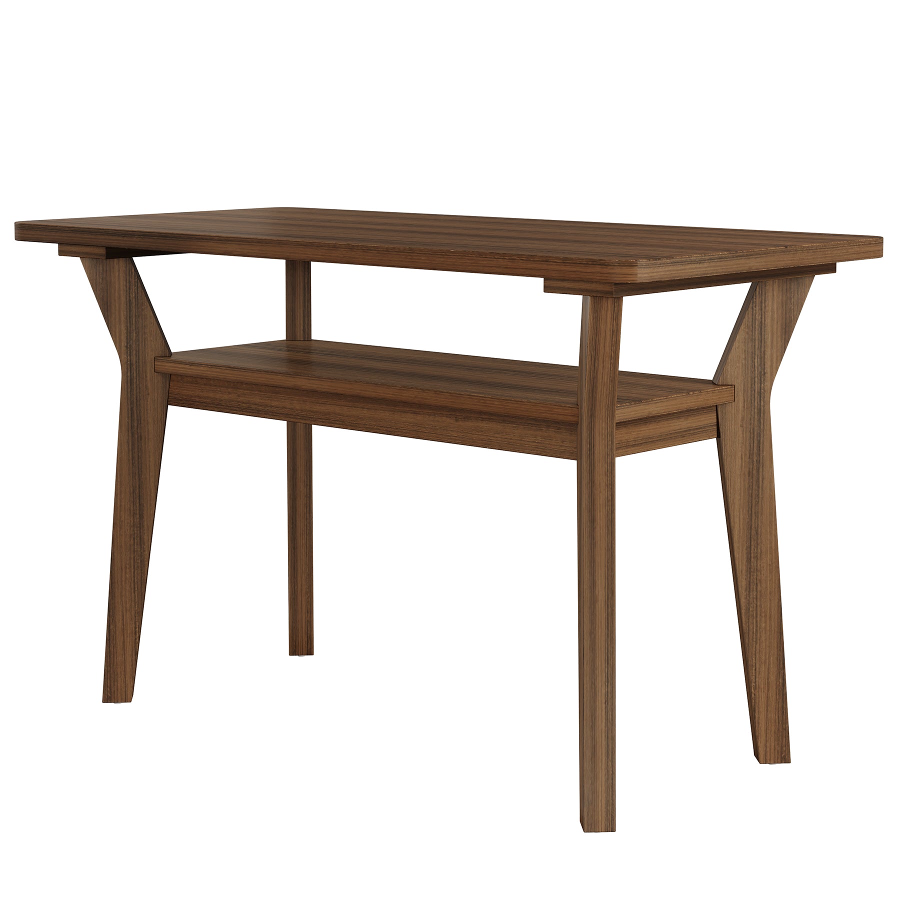 47" Dining Table, 2-Tier Rectangle Kitchen Table with Solid Wood Legs