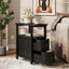 Solid Wood End Table, Slim Side Table with 2 Drawers & Open Shelf