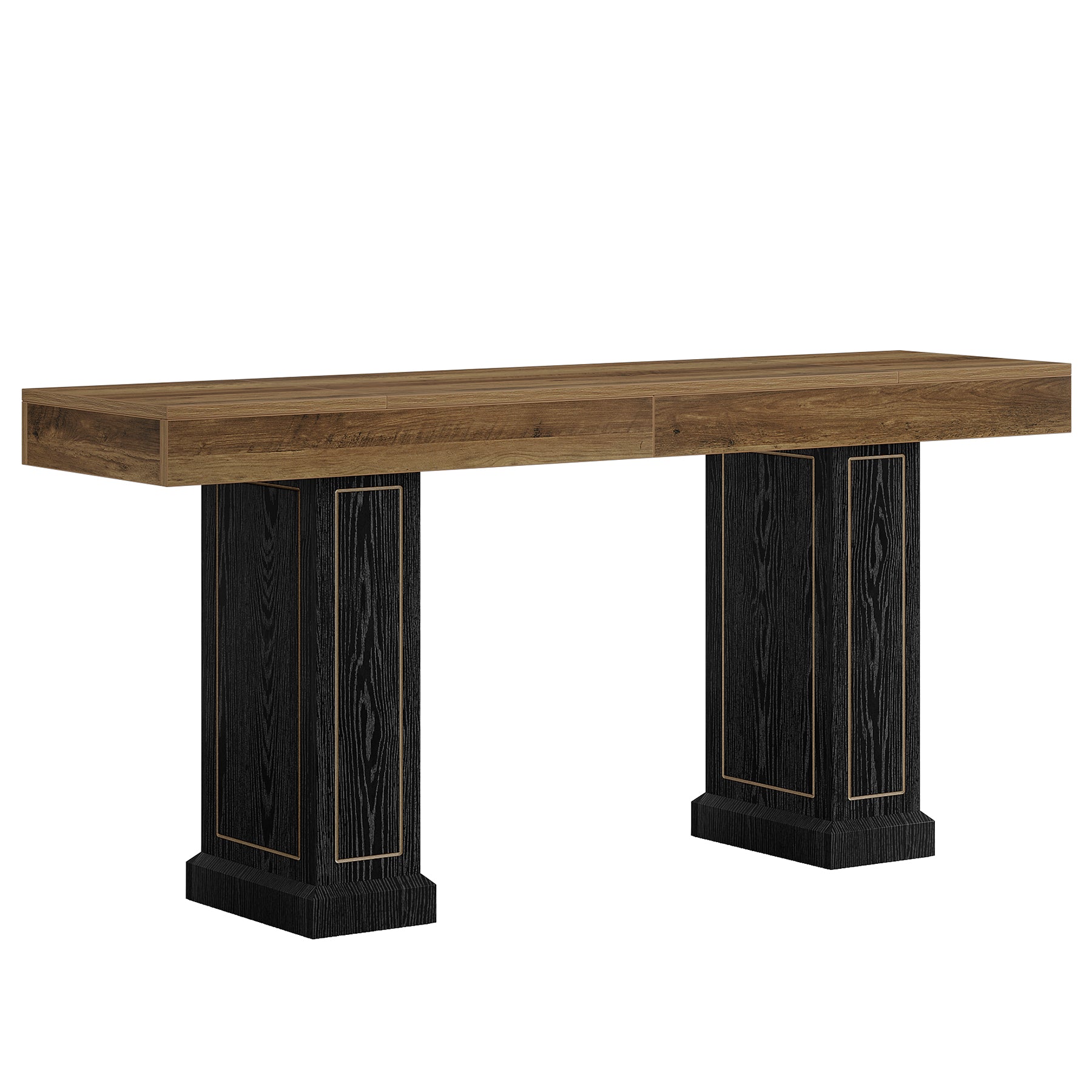 71" Extra Long Sofa Table Behind Couch, 37.4" Tall Narrow Console Table with Gold Accents